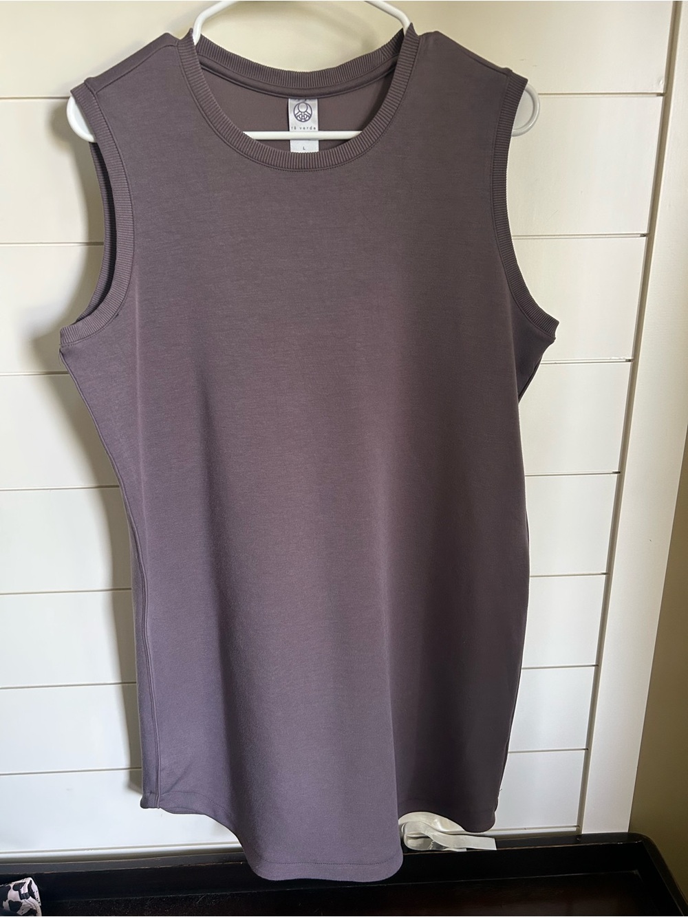 Te Verde Purple-Gray Ribbed Crewneck Tank Dress